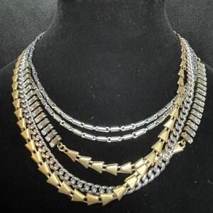 Stella & Dot multi-strand layered mixed metals statement necklace